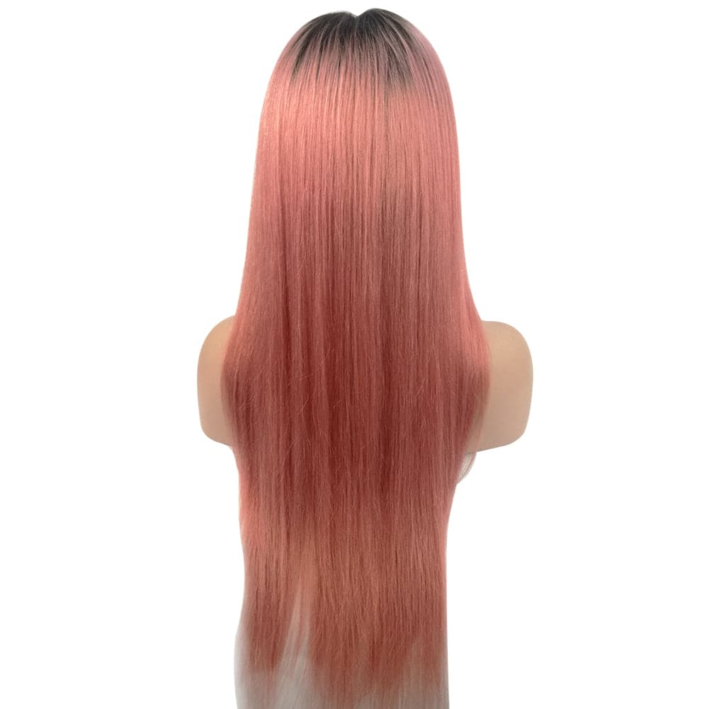pink lace front wig back