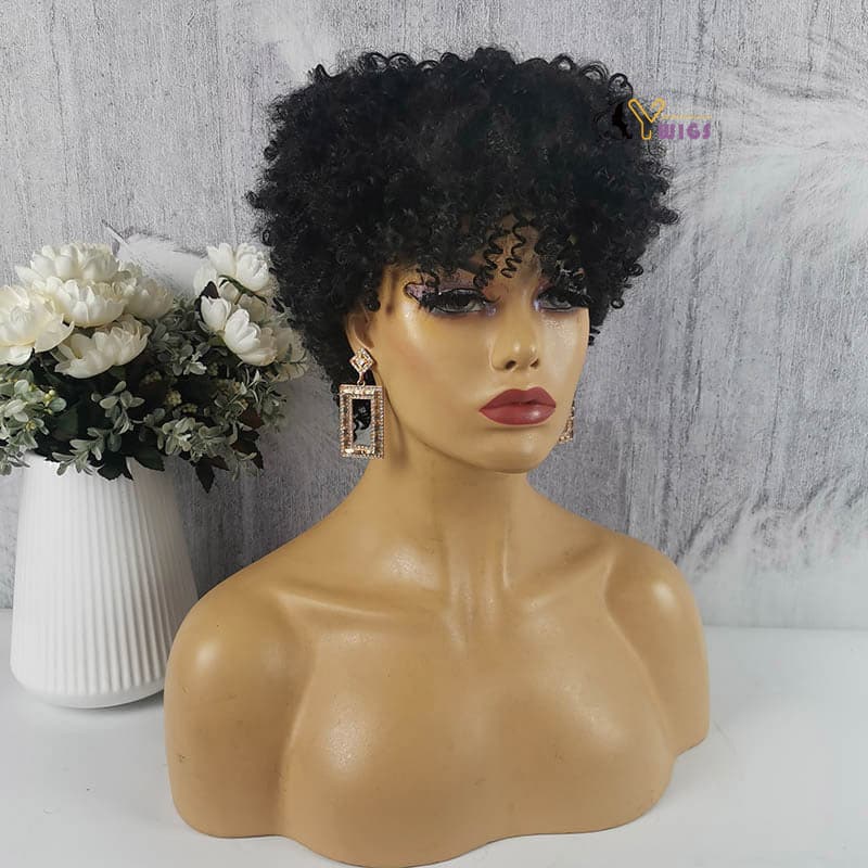 ann short curly wig with bang front