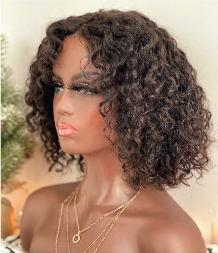 erica short curly 13x4 lace front bob wig one side