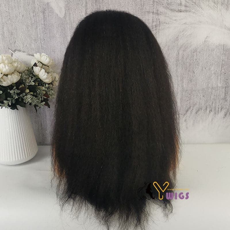 kinky straight 13x6 clear lace front wig human hair 9