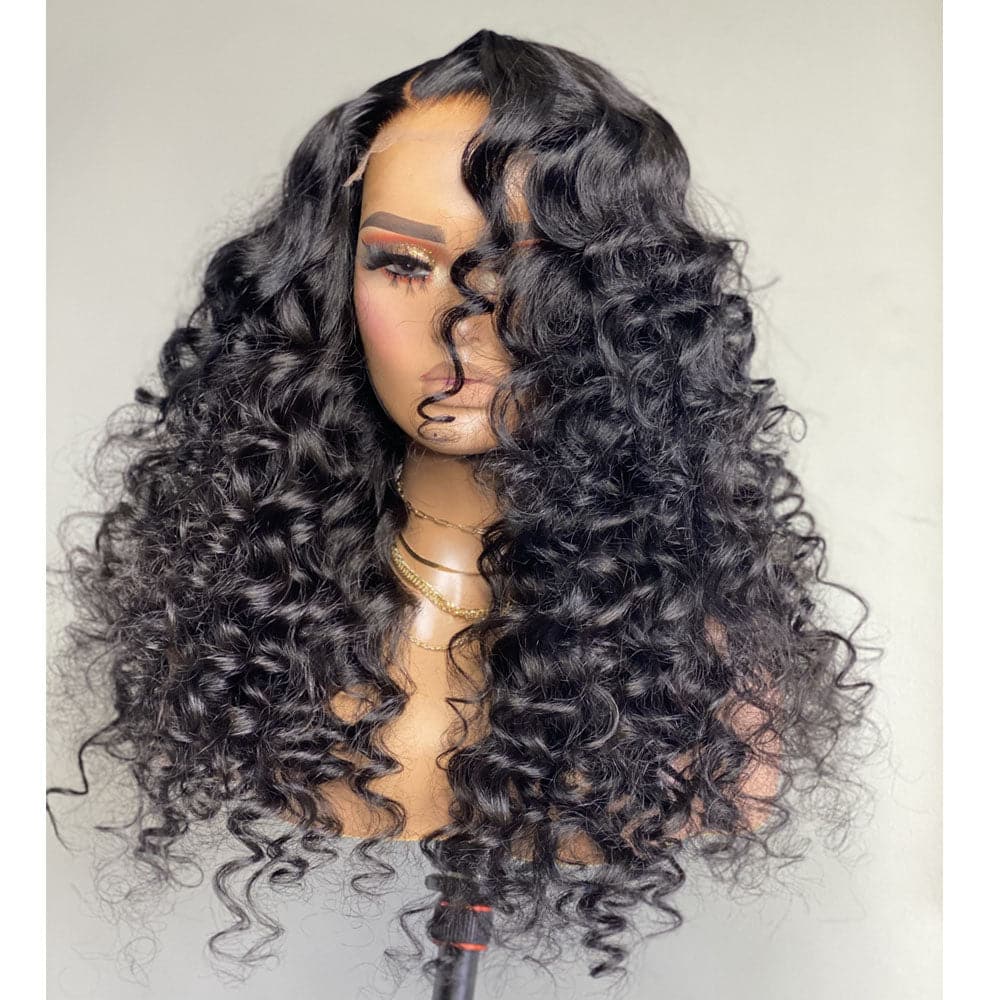 wand curls 5x5 lace closure wig human hair black 2