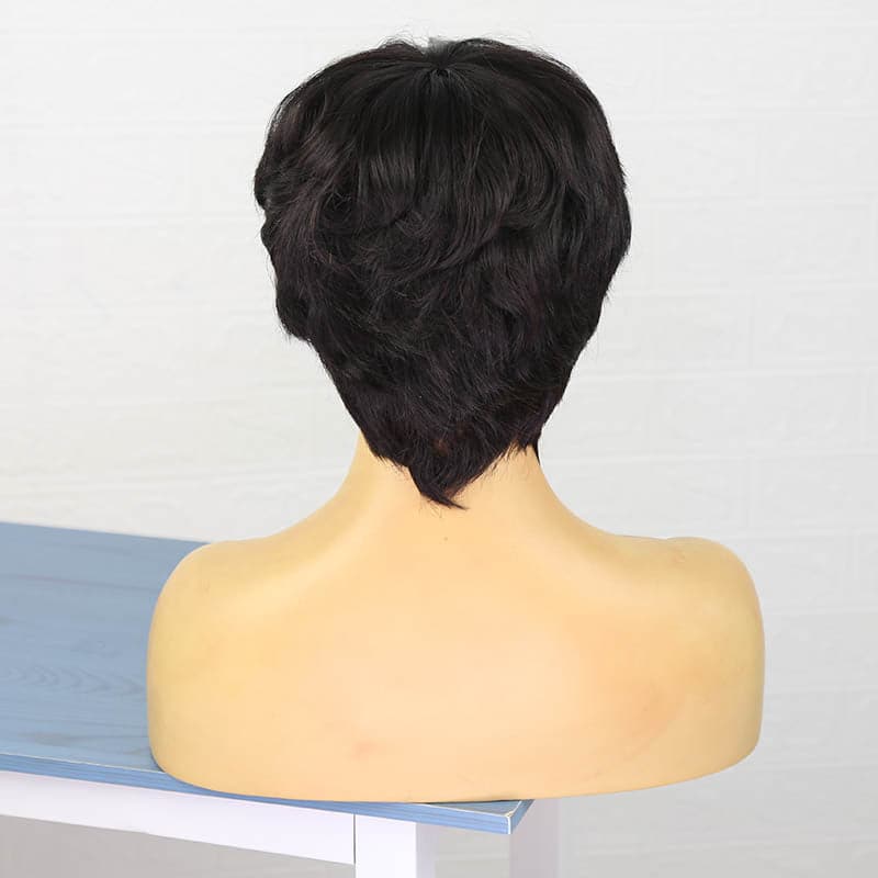 Human Hair Wig with Elastic Cotton Wig Cap for Baldness