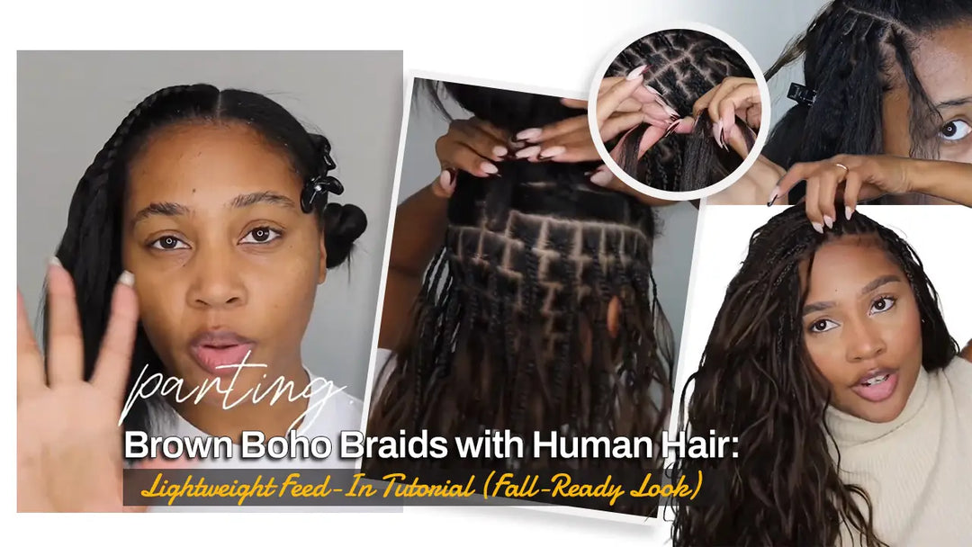 Brown Boho Braids with Human Hair: Lightweight Feed-In Tutorial (Fall-Ready Look)