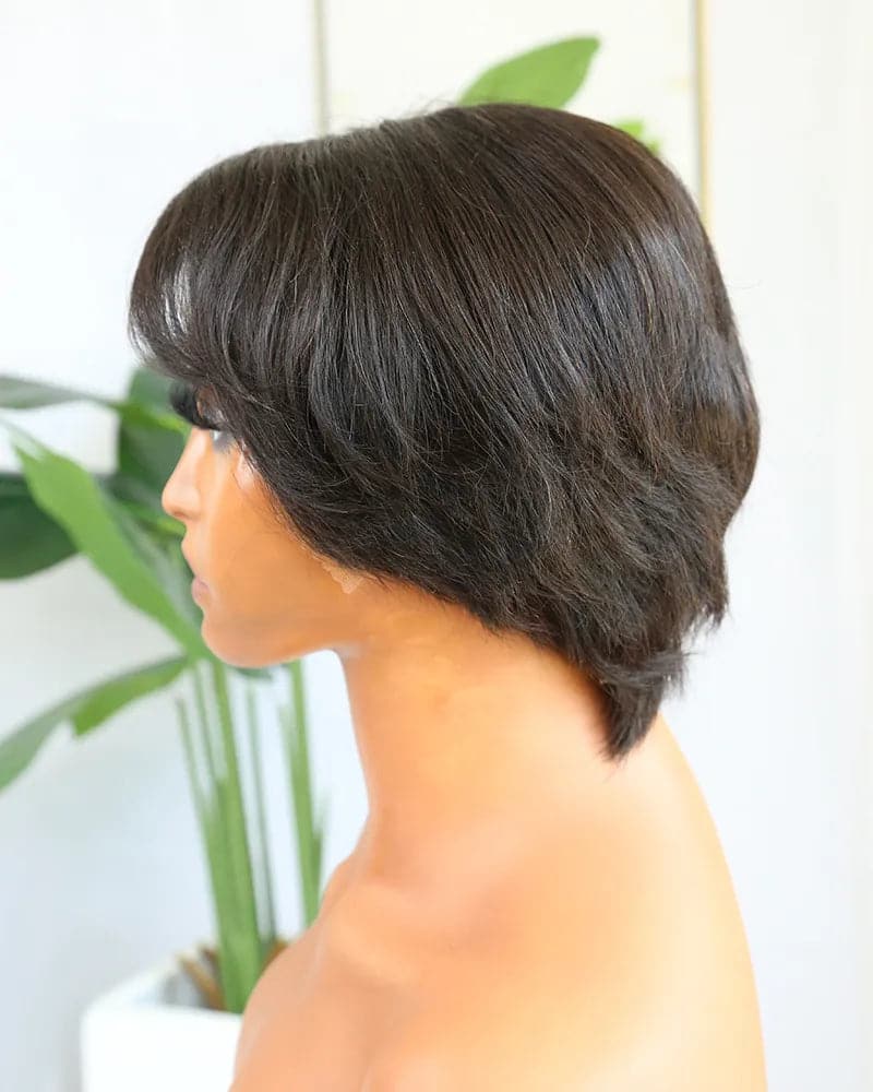 Natural Color Short Straight Pixie Cut 13x6 Lace Front Wig for Sale NW
