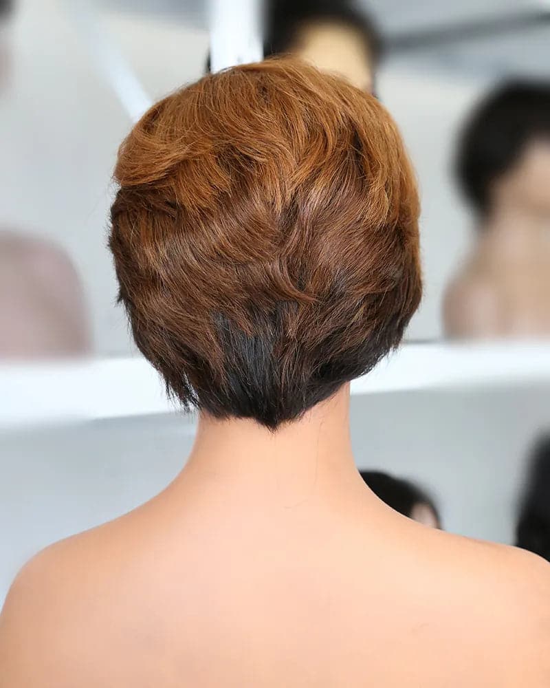 Ombre marrom curto Pixie Cut 13x6 peruca frontal de renda para venda NW