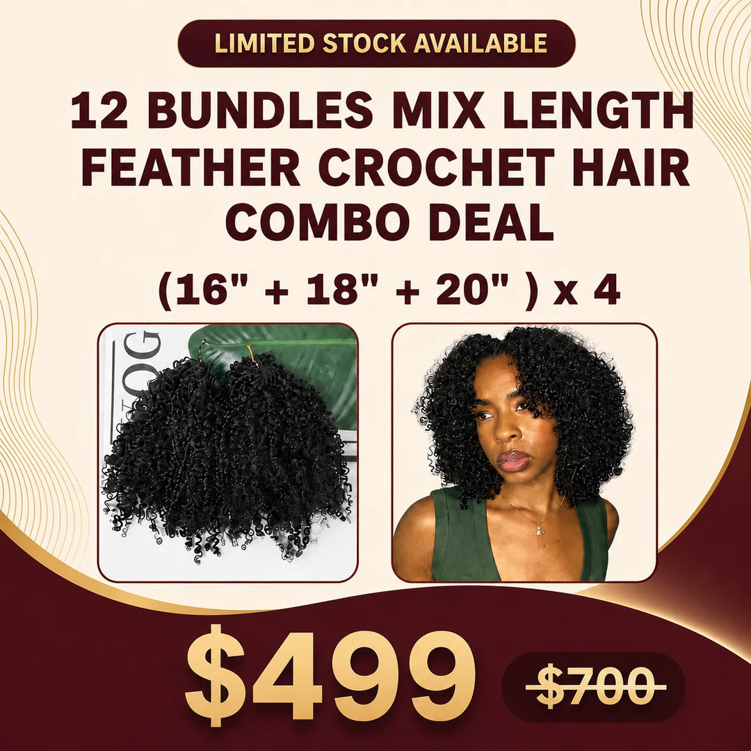 12 Bundles Human Crochet Hair Combo Deal Multi-textured Kinky Curly 