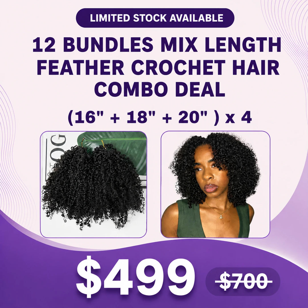 12 Bundles Human Crochet Hair Combo Deal Multi-textured Kinky Curly