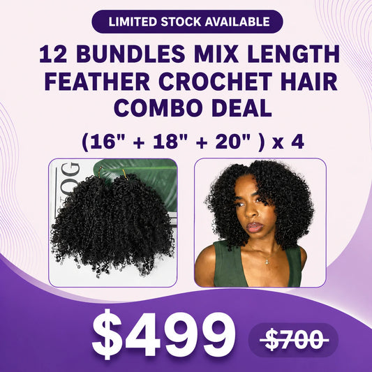 12 Bundles Human Crochet Hair Combo Deal Multi-textured Kinky Curly