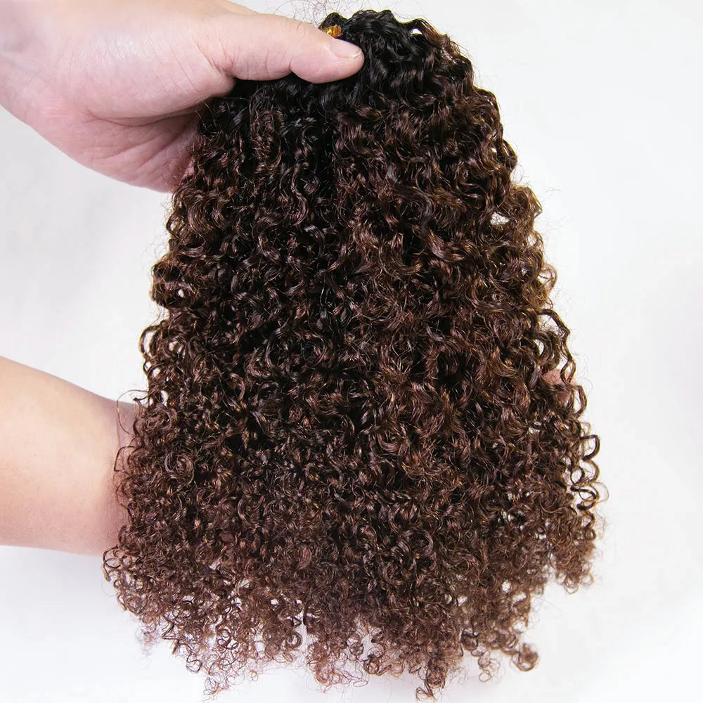 1B/4 Ombre Brown Crochet Human Hair Multi-Textured Kinky Curly