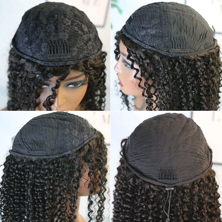 18 Inch 180 Density Deep Curly Natural Color 3/4 Half Wig for Sale YY-257