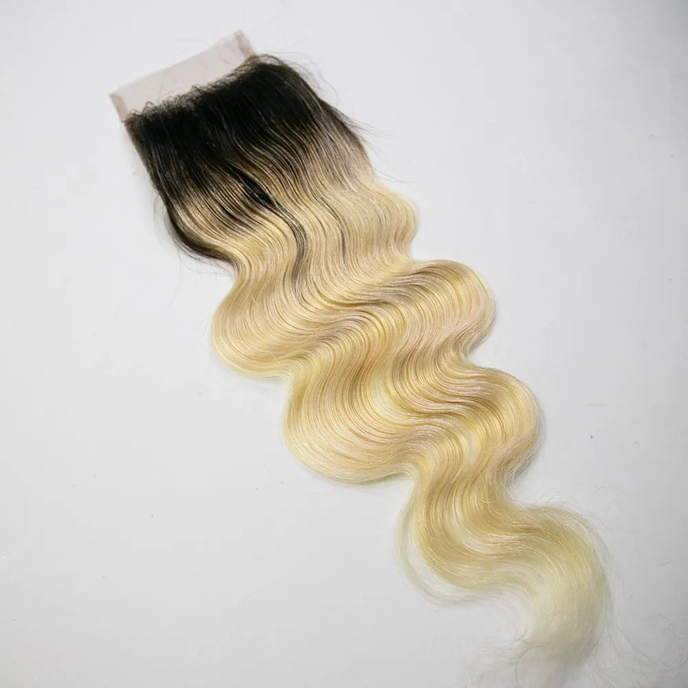 #1B/613 blonde 4x4 body wave lace closure
