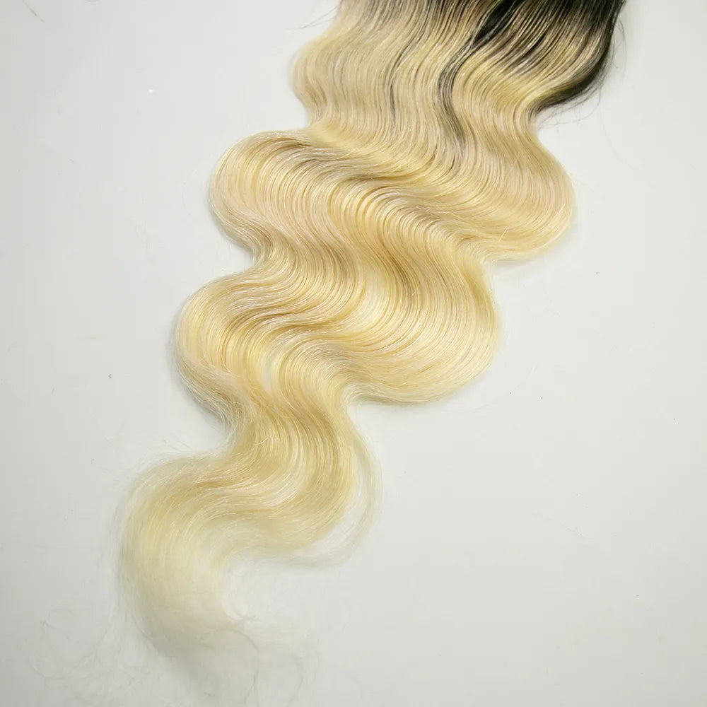 #1B/613 body wave 4x4 silky straight lace closure