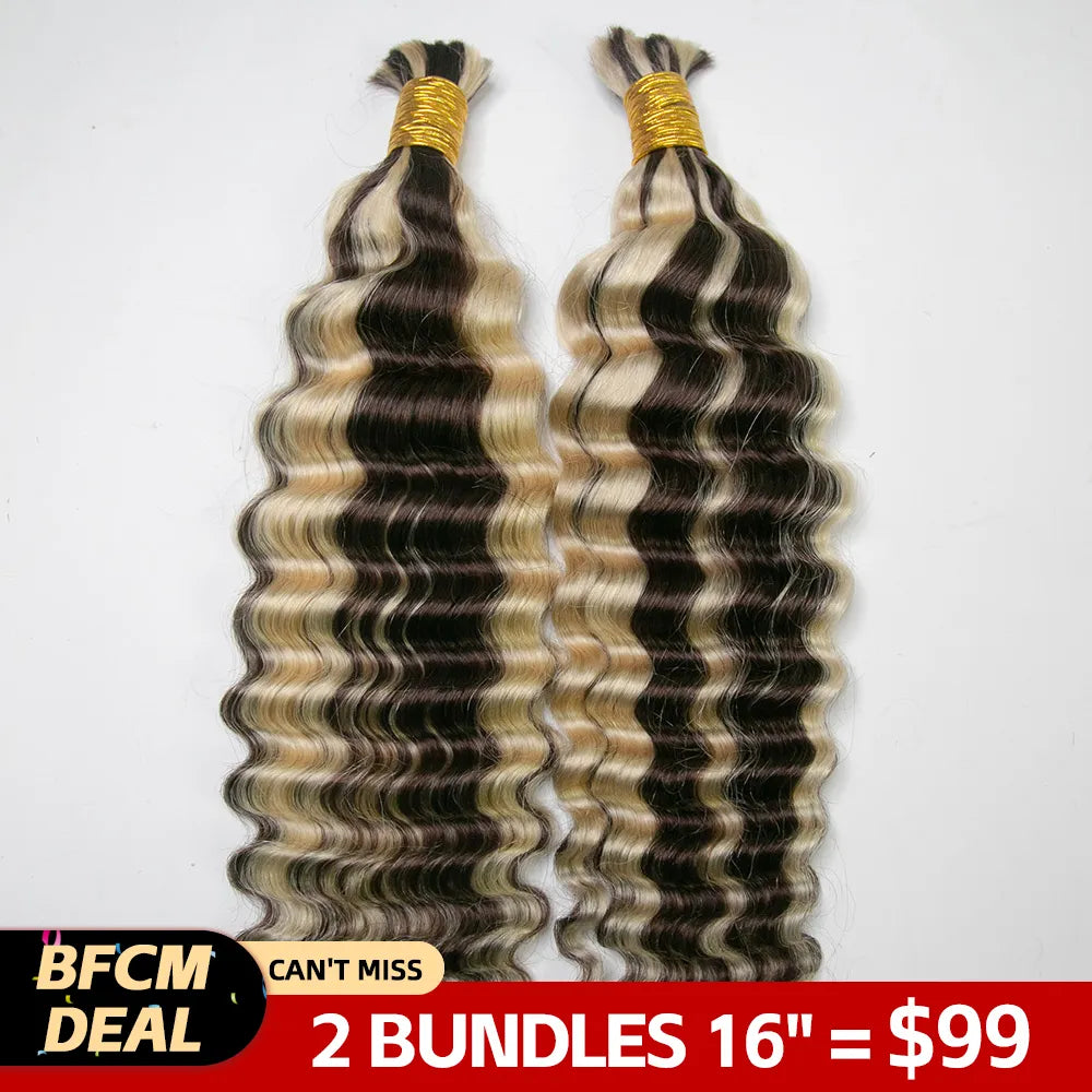 2 packs 16" #4/#613 deep wave bulk hair for sale
