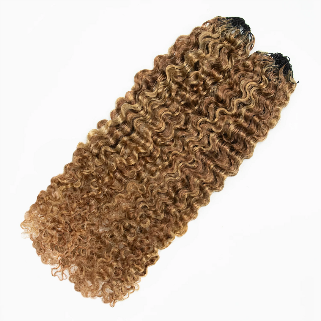 Ywigs #27/30 Mix Color Blend Water Deep Wave Feather Crochet Hair front view