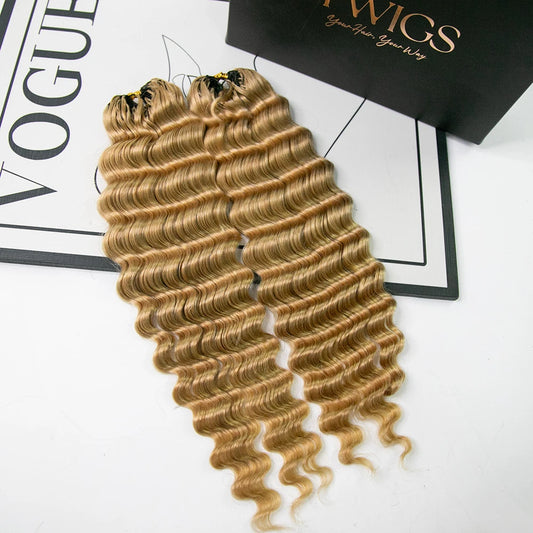 27 Honey Blonde Deep Wave Crochet Human Hair for Vacation