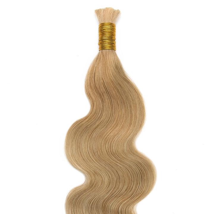 Top view of Ywigs #27 Honey Blonde Body Wave Braiding Hair showing neat strands and warm blonde color