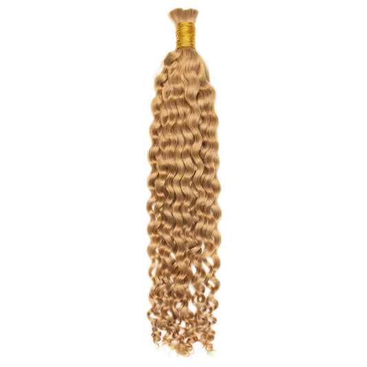 Ywigs #27 Honey Blonde Spanish Curl Human Bulk Hair front view