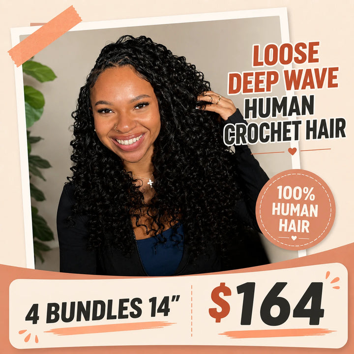💥Flash Sale | Natural Color Loose Deep Wave Crochet Human Hair