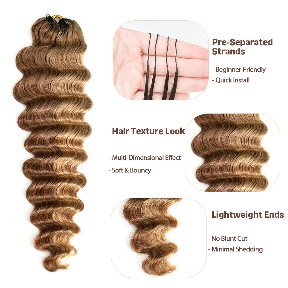27/30 mix color loose deep wave feather crochet hair for summer