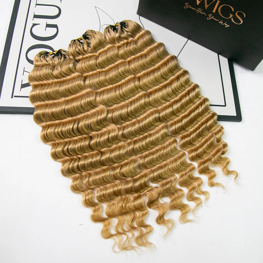 #27 Honey Blonde Deep Wave Human Crochet Hair for Holidays