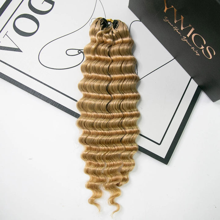 27 Honey blonde crochet human hair for warm tones