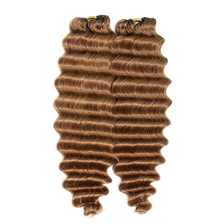 #30 light brown deep wave human crochet hair