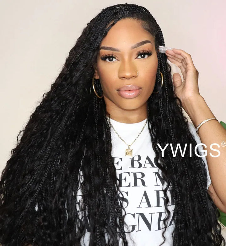 Crochet Boho Box Braids with Human Hair Curls – Ywigs