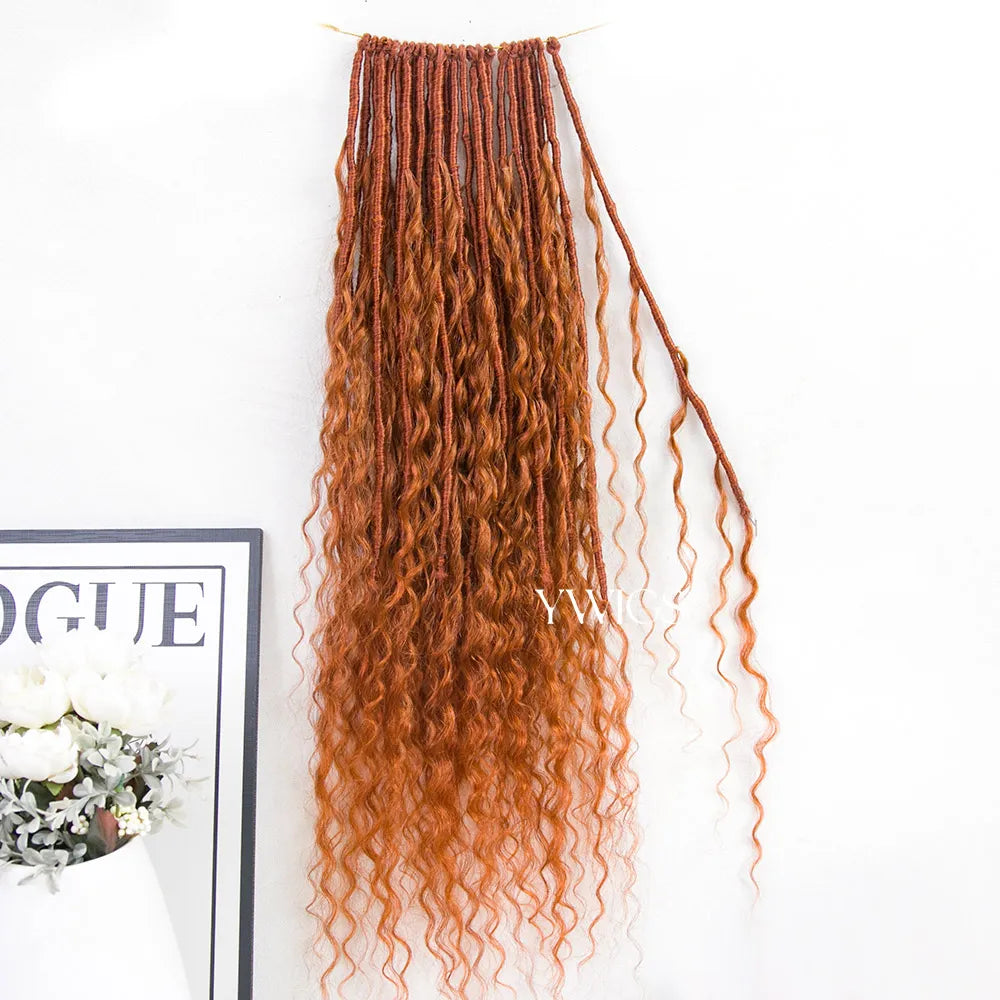 #350 Solid Ginger Crochet Boho Locs with Human Hair Curls – Ywigs