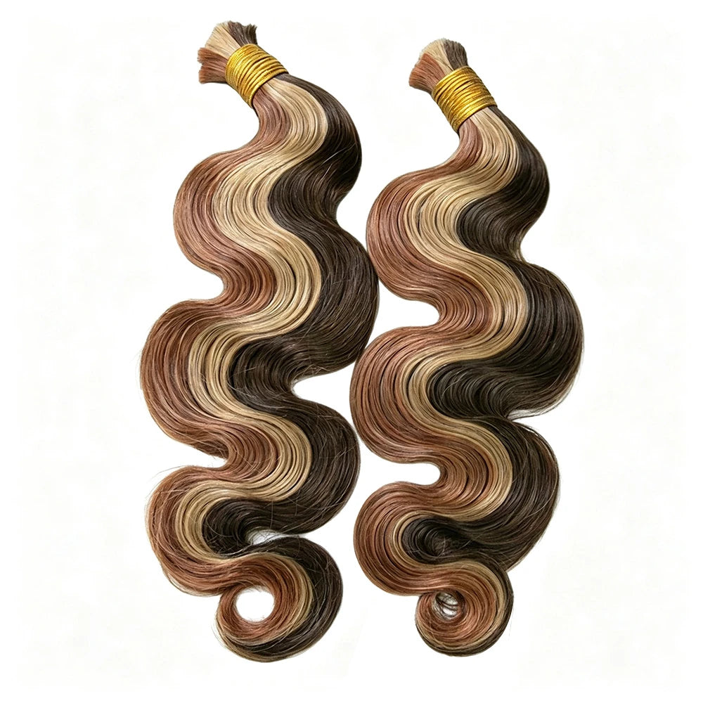 Double Drawn Burmese #4/#27/#30 Mix Color Blend Body Wave Bulk Human Braiding Hair