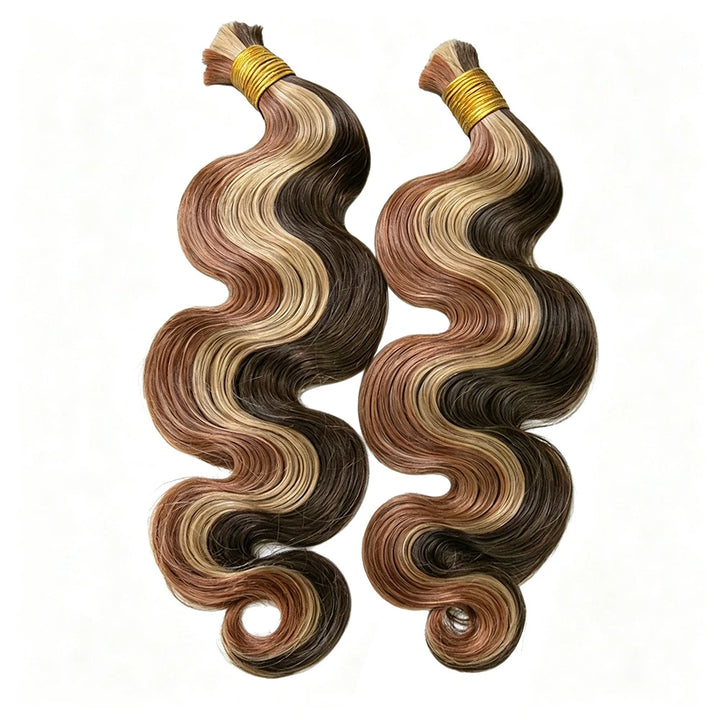 Double Drawn Burmese #4/#27/#30 Mix Color Blend Body Wave Bulk Human Braiding Hair