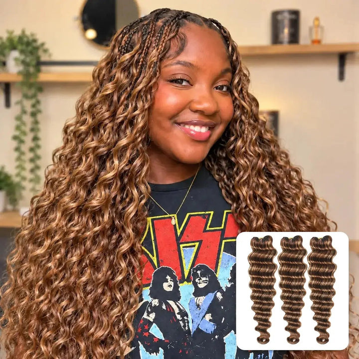 Ywigs #4/27/30 Mix Color Blend Loose Deep Wave Human Crochet Hair front view for crochet braid style