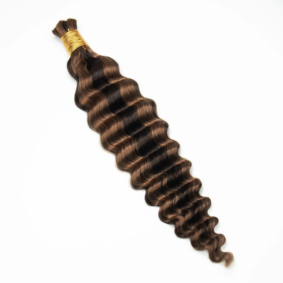 Ywigs #4/#30 Mix Color Blend Deep Wave Bulk Hair Extensions for Braiding front view