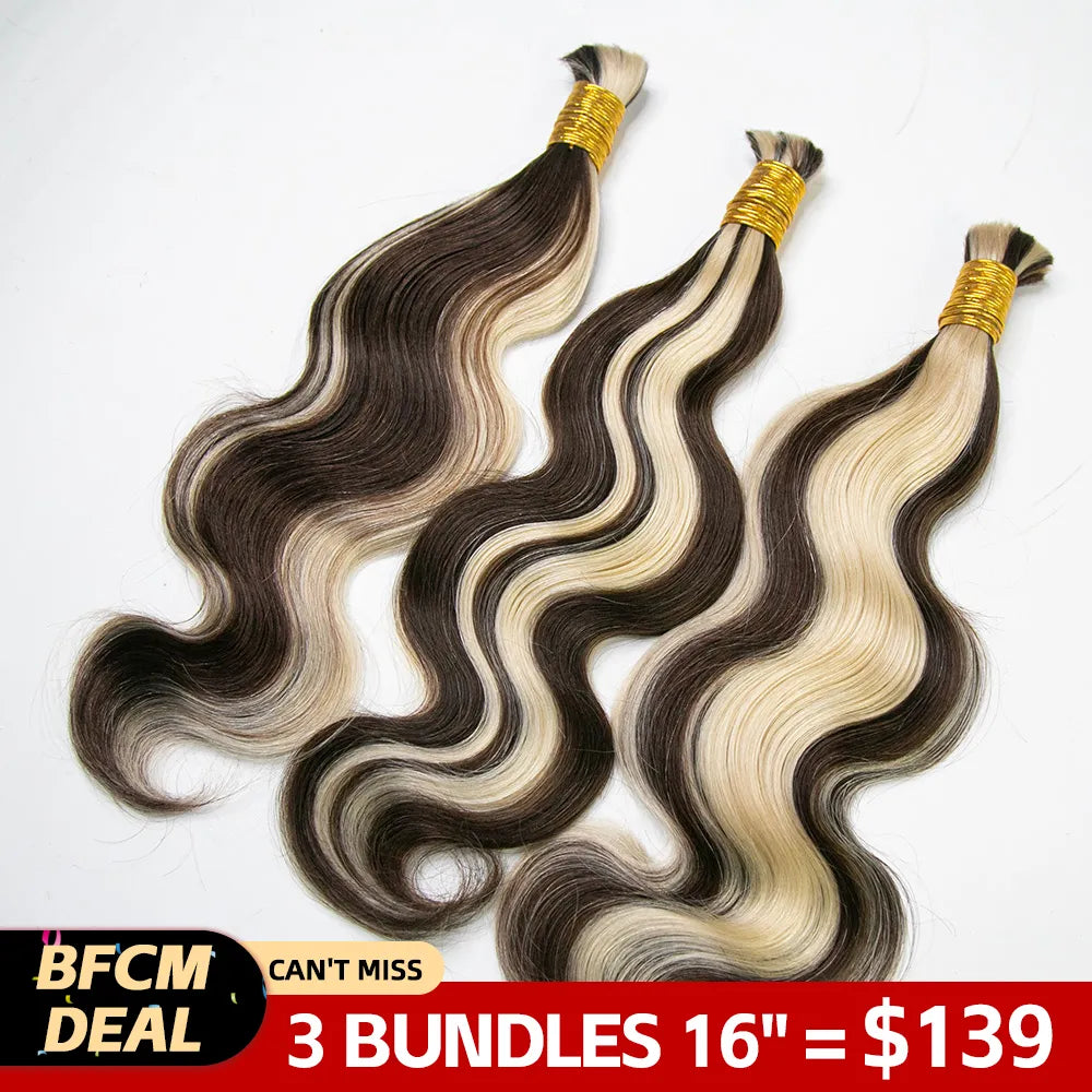 #4/#613 body wave 3 packs 16 inch bulk hair for sale
