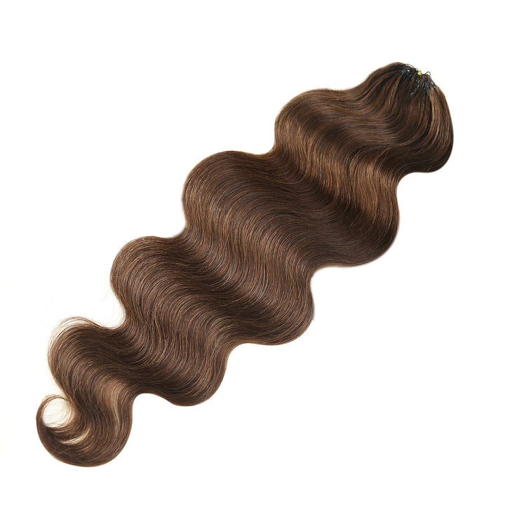 Ywigs #4 Medium Brown Body Wave Human Crochet Hair one bundle showing full wave texture
