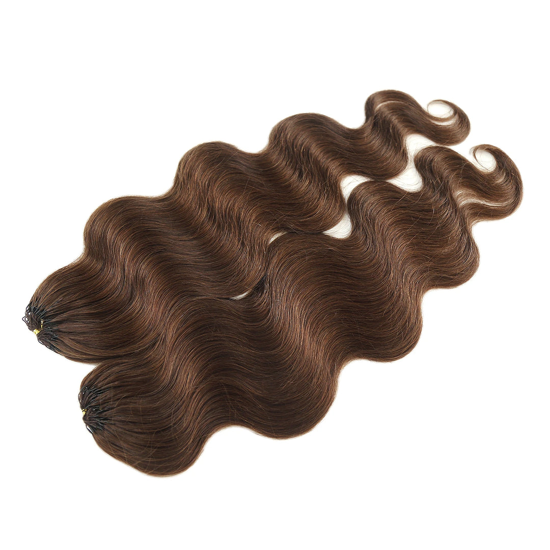 Ywigs #4 Medium Brown Body Wave Human Crochet Hair front view