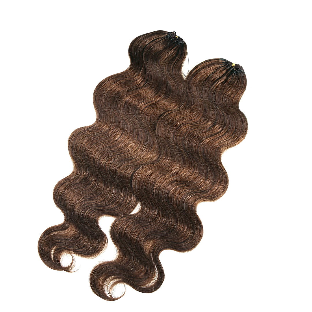Ywigs #4 Medium Brown Body Wave Human Crochet Hair front view