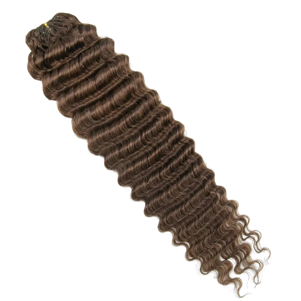 Deep Wave #4 Medium Brown Human Crochet Hair for Woman