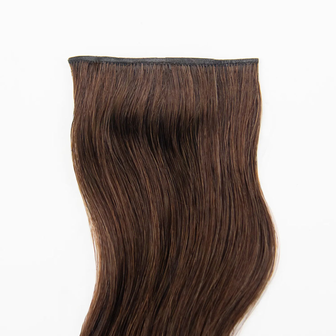 Close-up of the clips on Ywigs #4 Medium Brown Invisible Seamless Clip In Hair Extensions