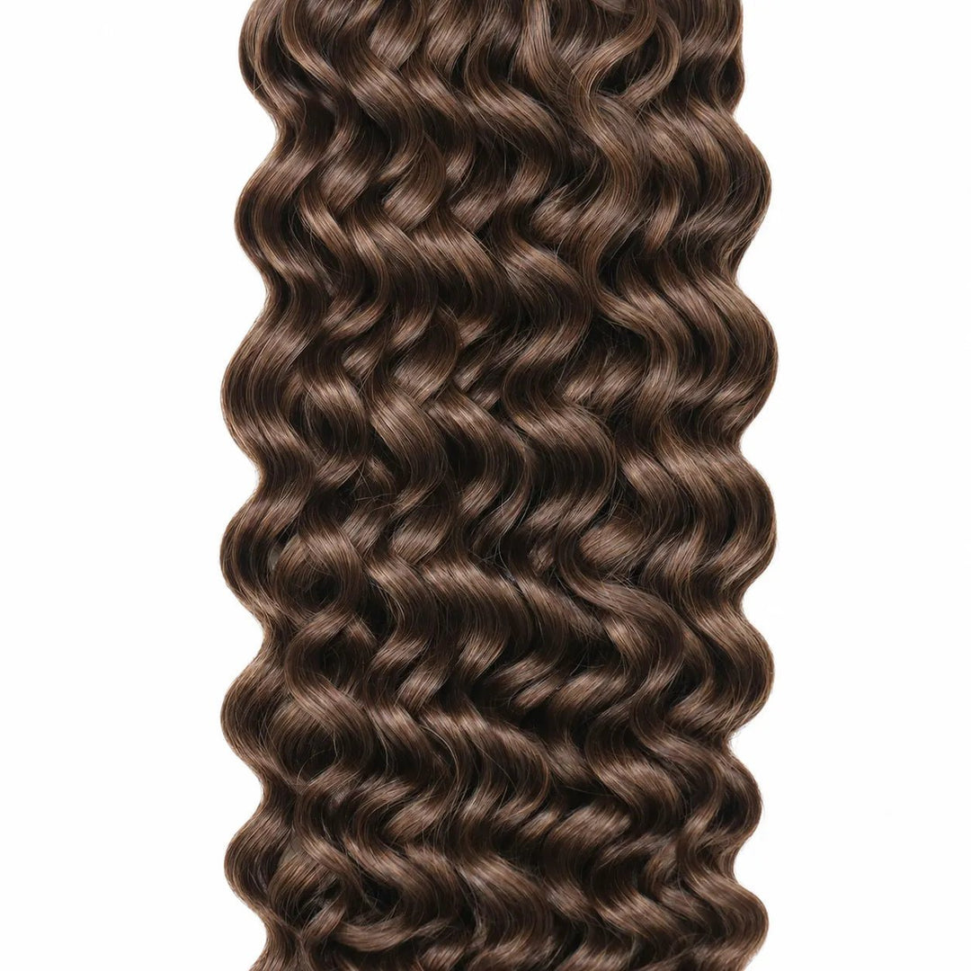 Ywigs #4 medium brown water wave human crochet hair detailed water wave texture view