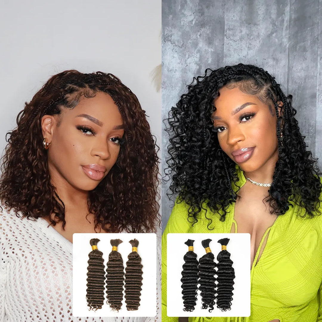 Ywigs #4 & Natural Black Body Wave Human Crochet Hair showing a rich brown and natural black color 