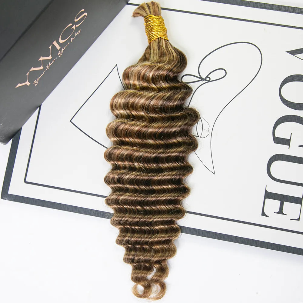 #4/27/30/613 Mix Color Blend Deep Wave Bulk Human Braiding Hair