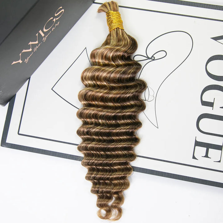 #4/27/30/613 Mix Color Blend Deep Wave Bulk Human Braiding Hair