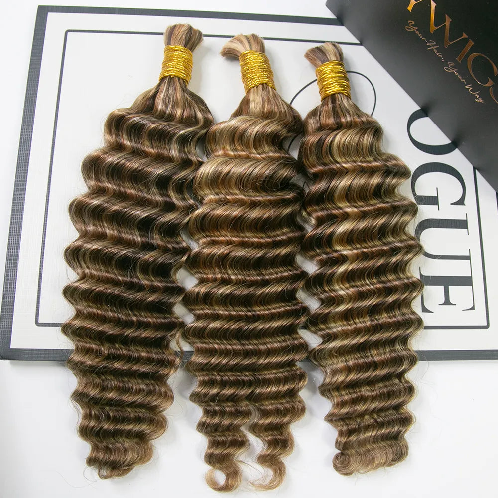 #4/27/30/613 Deep Wave Bulk Human Braiding Hair