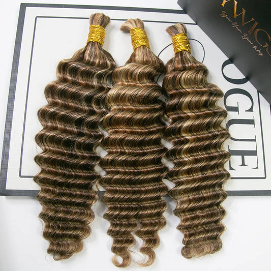 #4/27/30/613 Deep Wave Bulk Human Braiding Hair