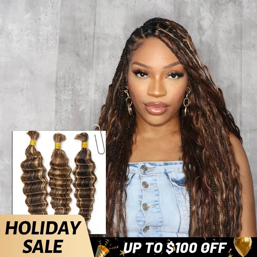 #4/27/30 LOOSE DEEP WAVE BULK HAIR UP TO 100 SALE