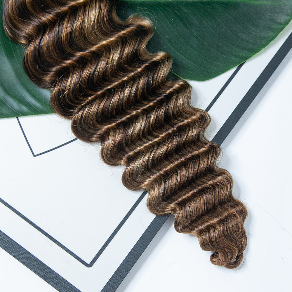 #4/#27/#30 Mix Color Blend Deep Wave Bulk Human Braiding Hair