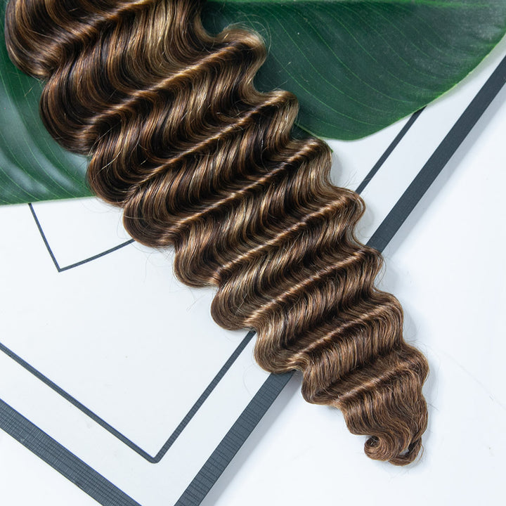 #4/#27/#30 Mix Color Blend Deep Wave Bulk Human Braiding Hair