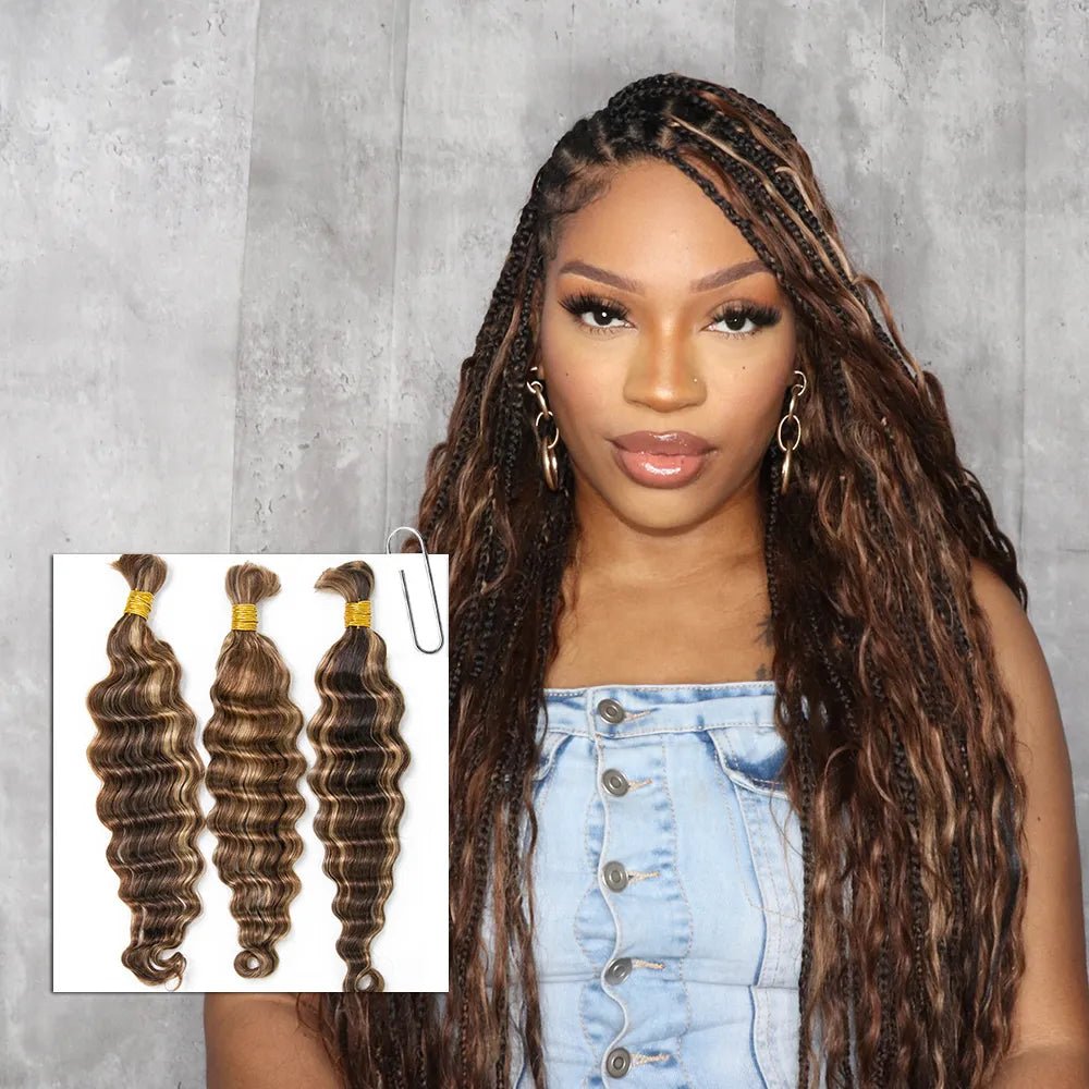 #4 #27 #30 Mix Blend Loose Deep Wave Bulk Human Braiding Hair