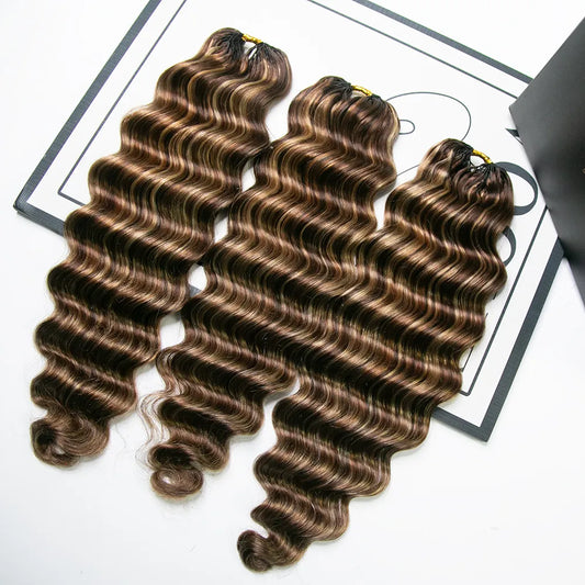 #4/27/30 Mix Color Blend Loose Deep Wave Human Crochet Hair