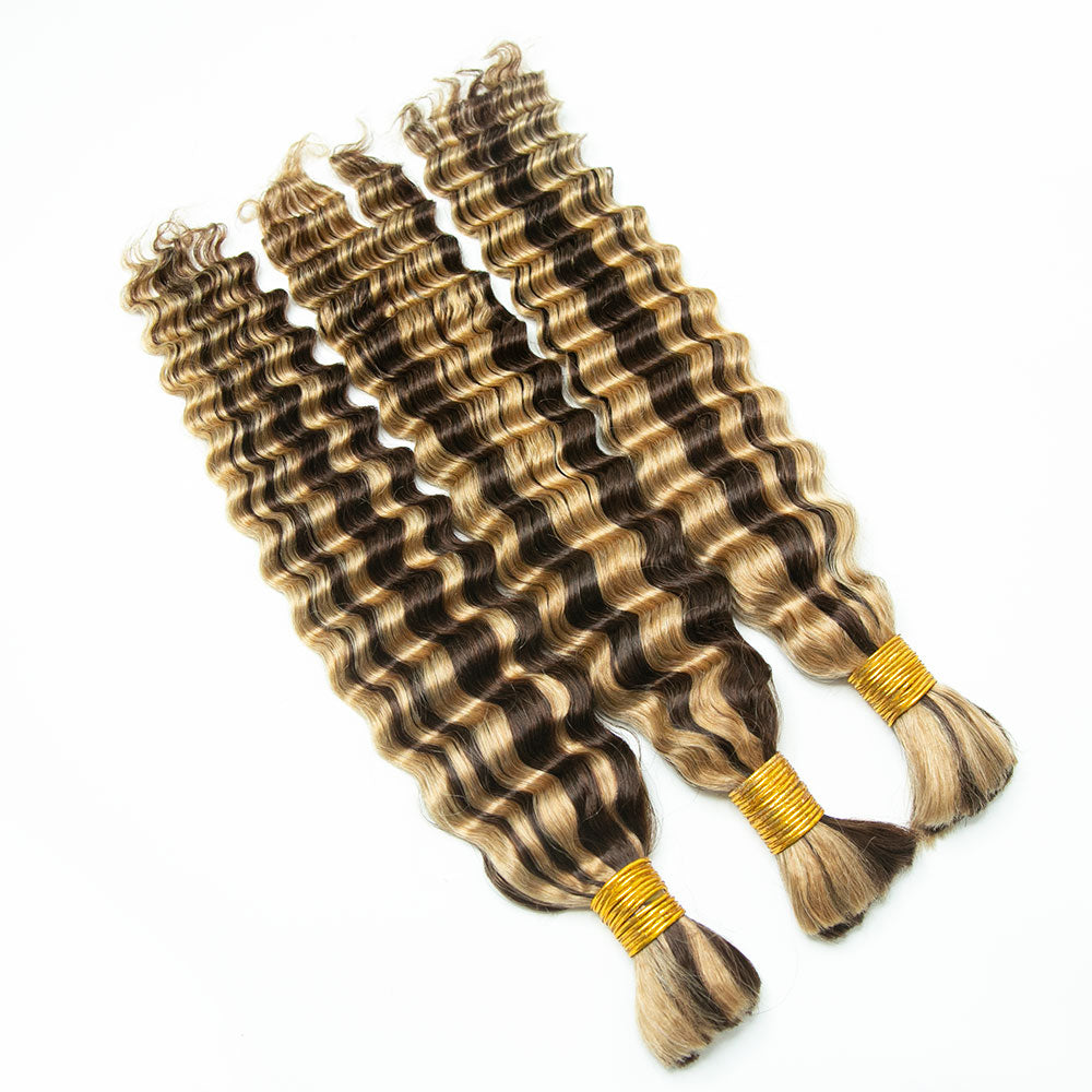 #4/27 bulk human braiding hair deep wave